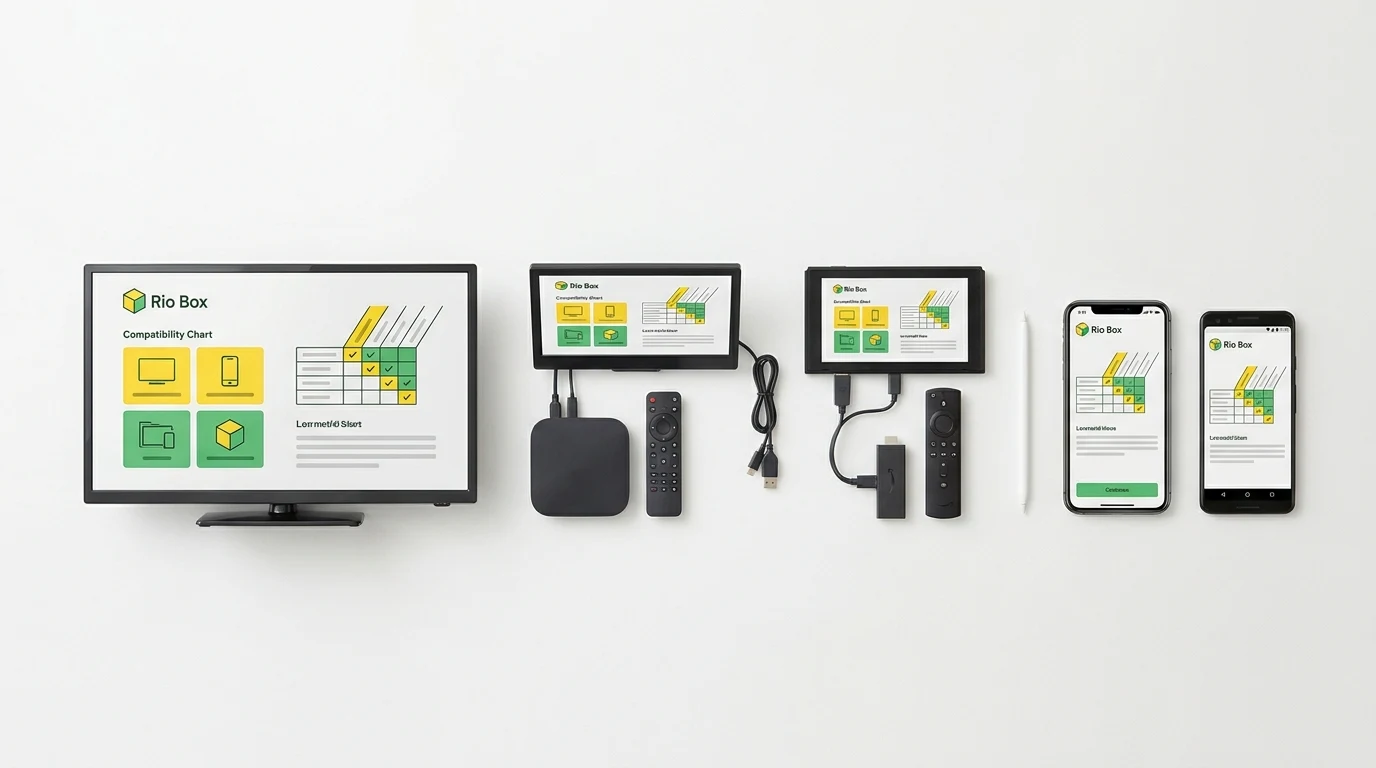 Tabela de compatibilidade do Box com diferentes dispositivos — Smart TV, Android, iPhone