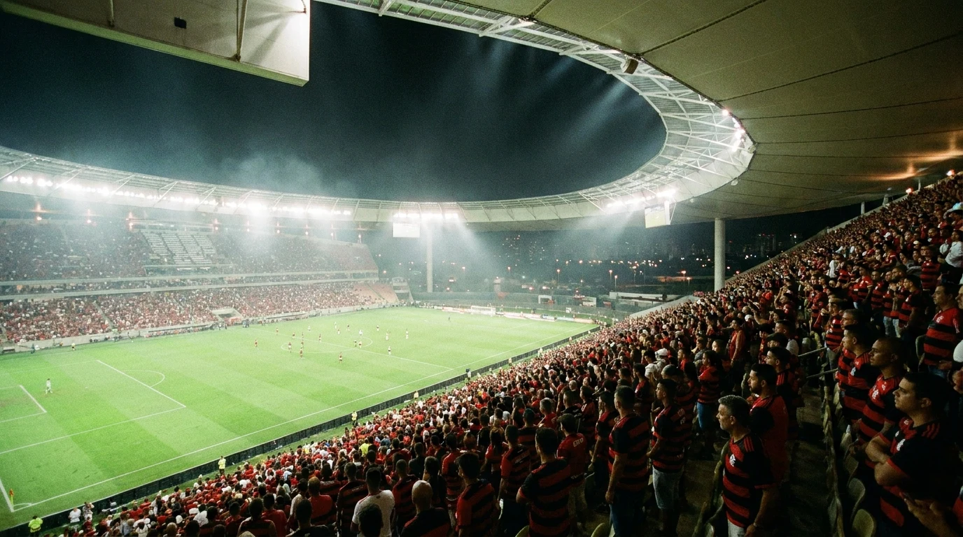 Transmissão ao vivo de futebol do Athletico Paranaense na Smart TV — interface de app de streaming com campo iluminado