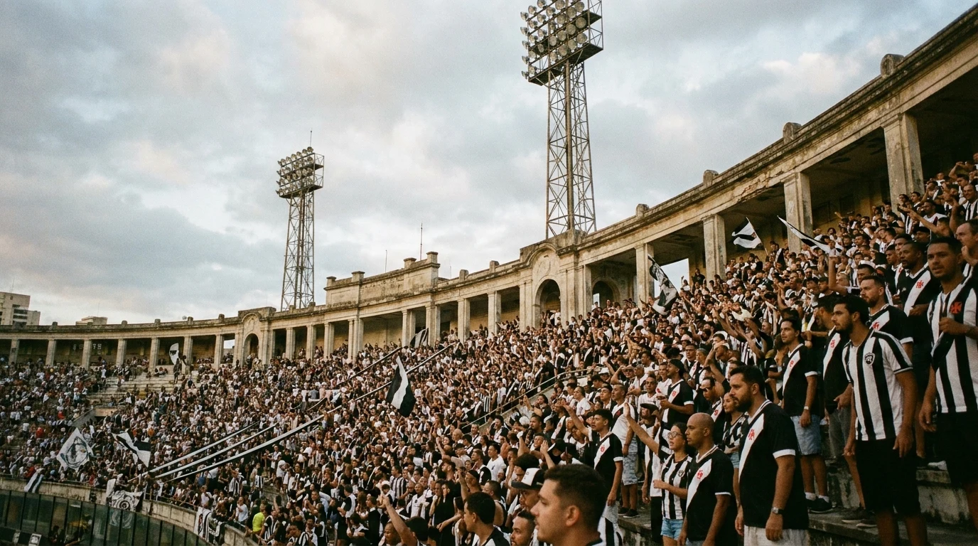 Transmissão ao vivo de futebol do Vasco da Gama na Smart TV — interface de app de streaming com campo iluminado